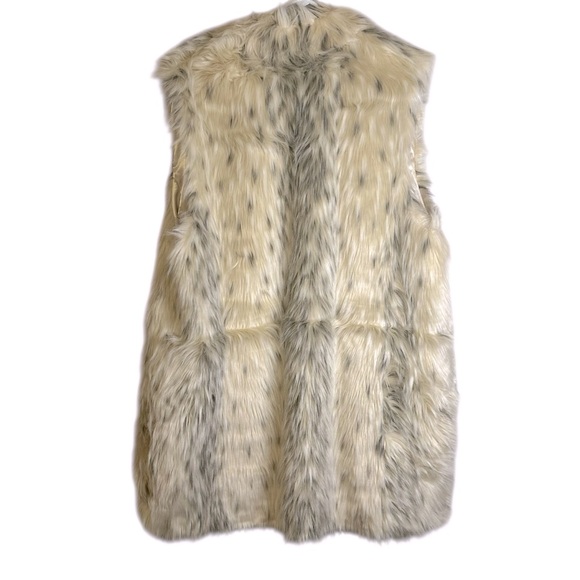 Fabulous Furs Donna Slayers 100% Faux Fur Long Vest Cream Gray Lined XL - Picture 5 of 10